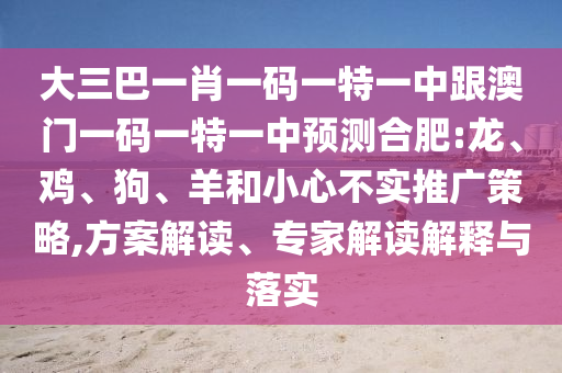 大三巴一肖一碼一特一中跟澳門一碼一特一中預測合肥:龍、雞、狗、羊和小心不實推廣策略,方案解讀、專家解讀解釋與落實