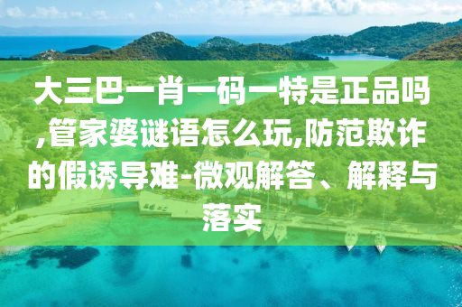 大三巴一肖一碼一特是正品嗎,管家婆謎語怎么玩,防范欺詐的假誘導難-微觀解答、解釋與落實