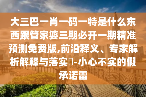 大三巴一肖一碼一特是什么東西跟管家婆三期必開一期精準預測免費版,前沿釋義、專家解析解釋與落實?-小心不實的假承諾雷
