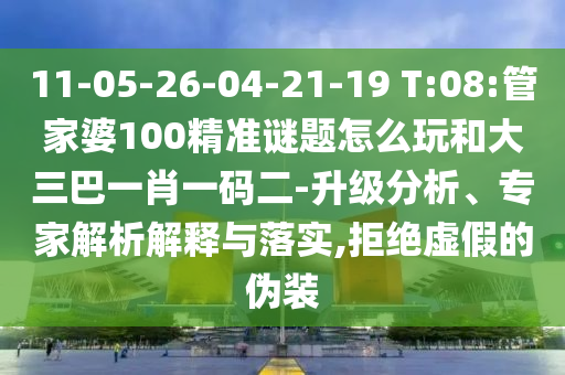 11-05-26-04-21-19 T:08:管家婆100精準(zhǔn)謎題怎么玩和大三巴一肖一碼二-升級分析、專家解析解釋與落實,拒絕虛假的偽裝