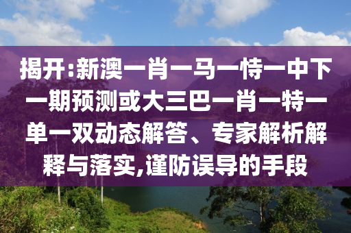 揭開:新澳一肖一馬一恃一中下一期預測或大三巴一肖一特一單一雙動態(tài)解答、專家解析解釋與落實,謹防誤導的手段